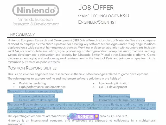 任天堂为下代游戏平台招聘开发者
