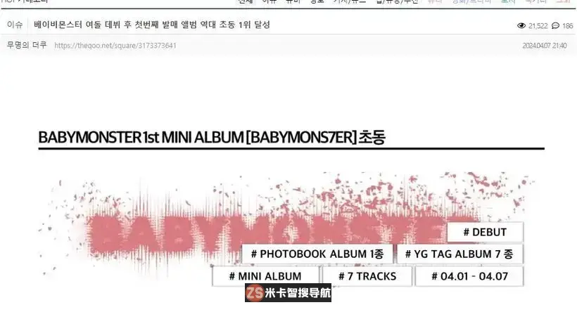 BABYMONSTER超越ILLIT!初动销量突破40万张,创下K-发布P女团历史纪录 BABYMONSTER超越ILLIT!初动销量突破40万张,创下K-发布P女团历史纪录